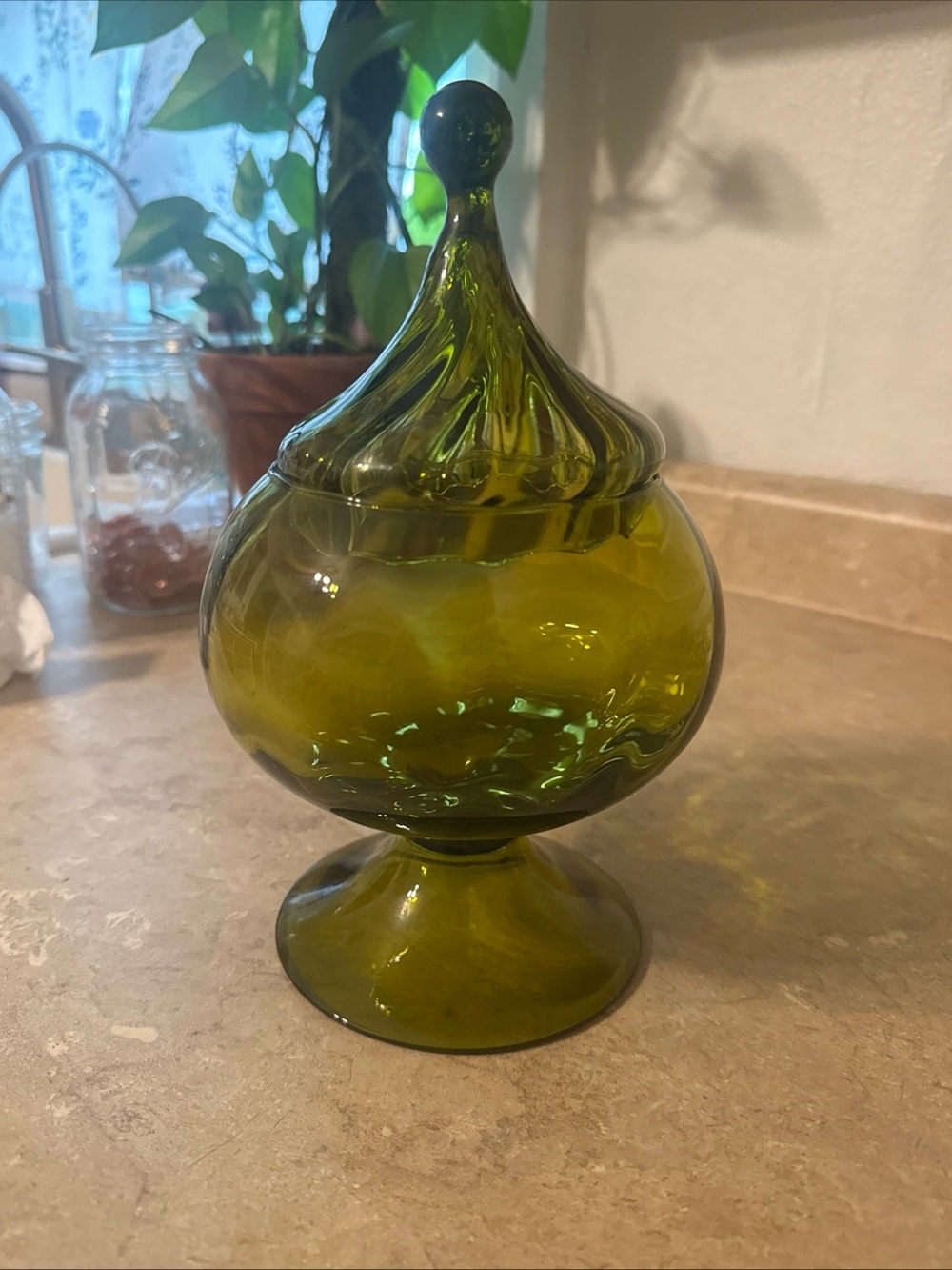 vintage Mid-Century Modern Empoli Italian art glass Circus Tent Candy Dish MCM